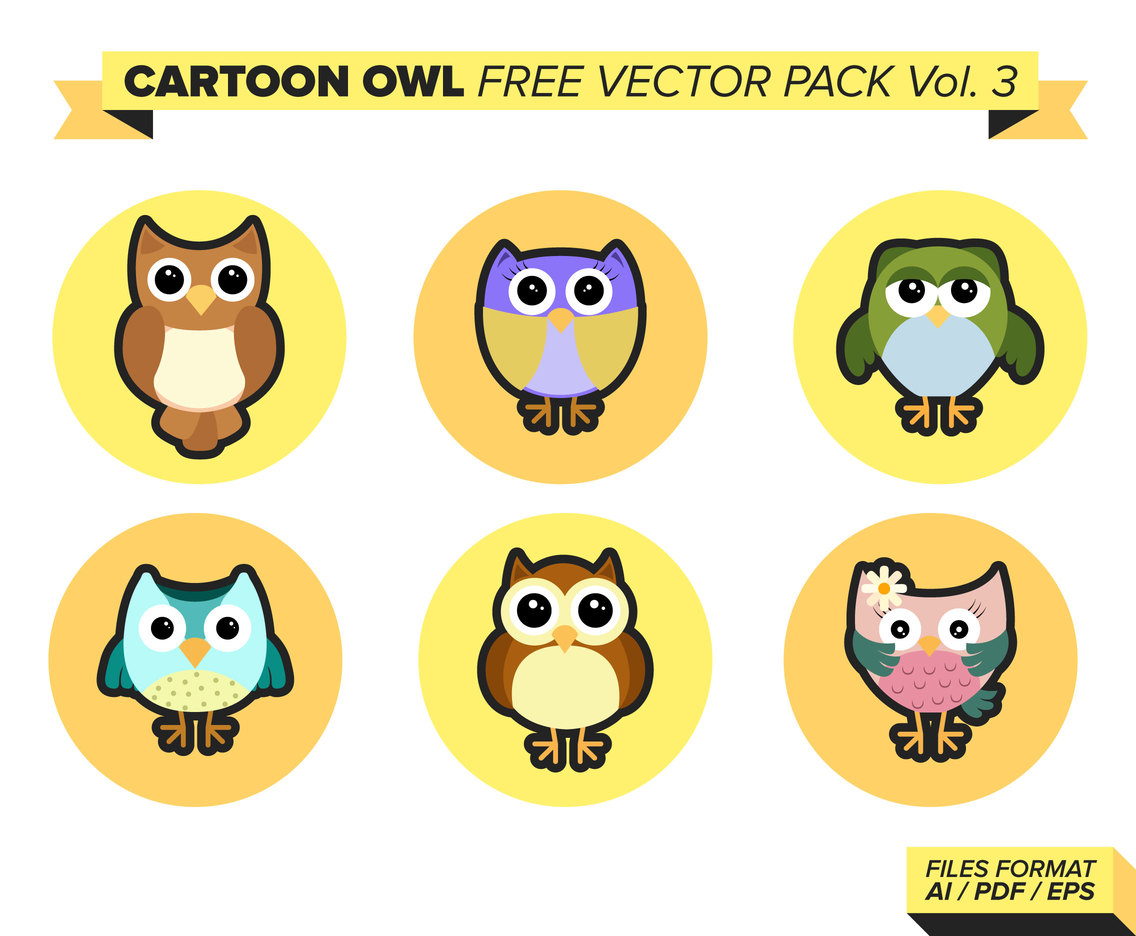 Cartoon Owl Free Vector Pack Vol. 3