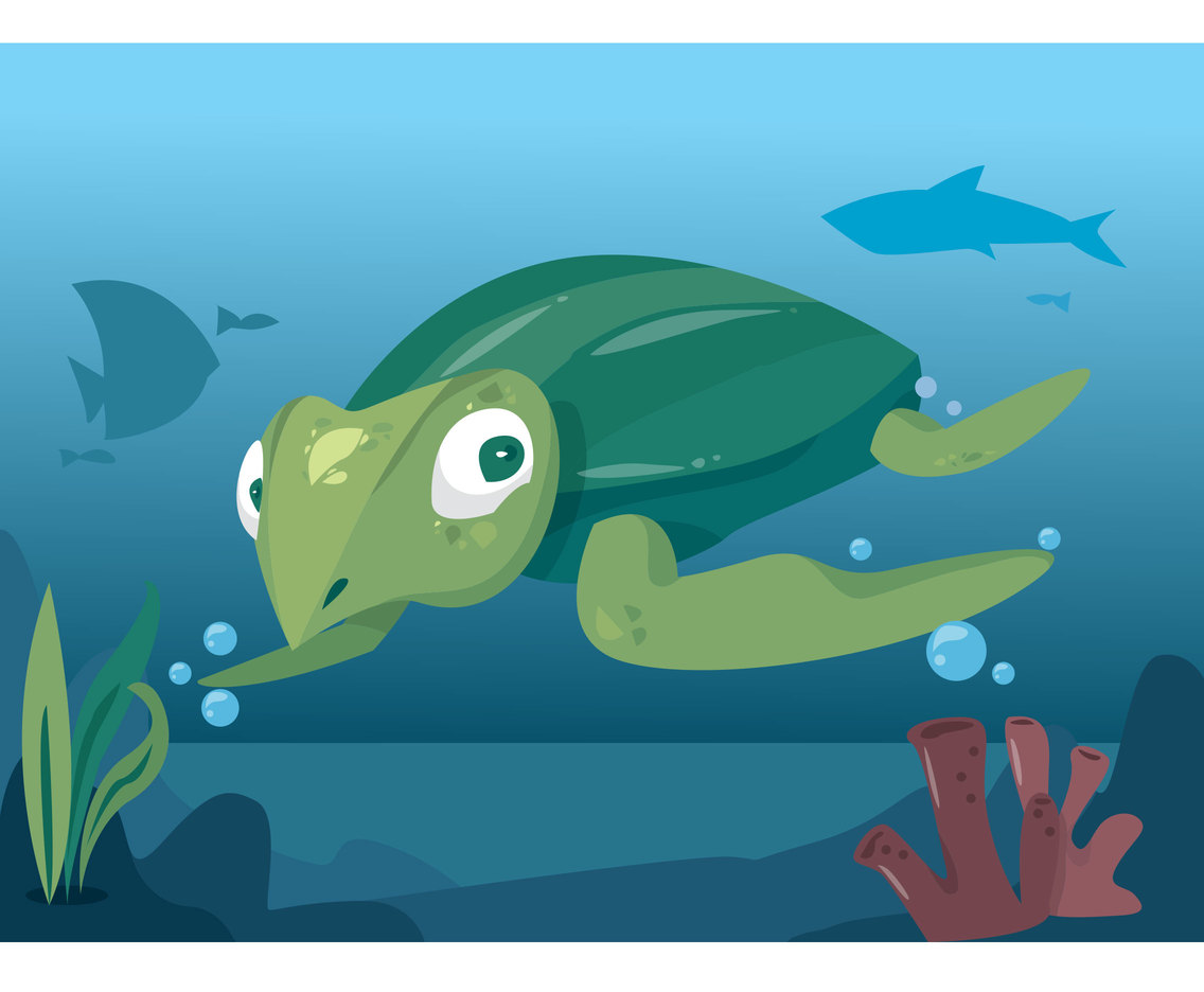 Cartoon Turtle Vector Design