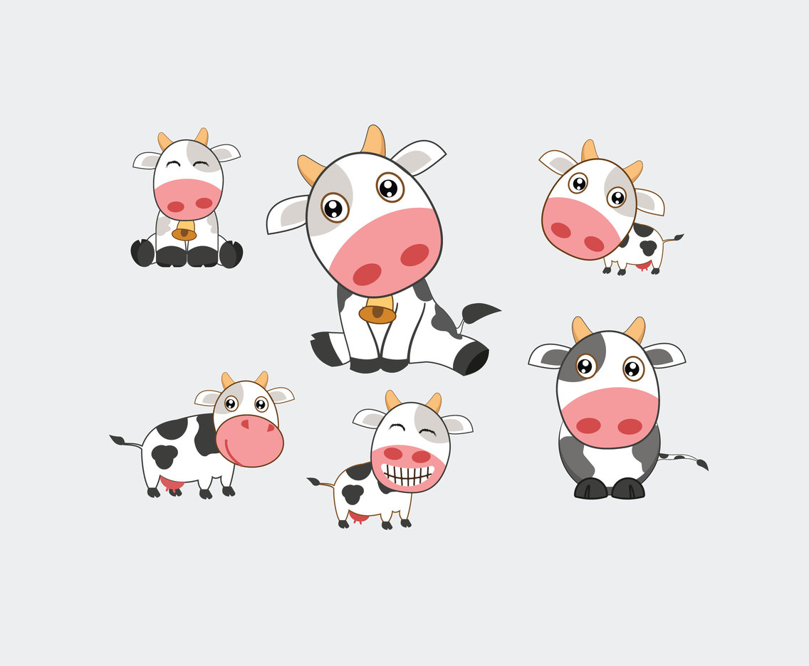 Cute Cartoon Cow Vector Vector Art & Graphics 