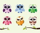 Cute Cartoon Owls Vector