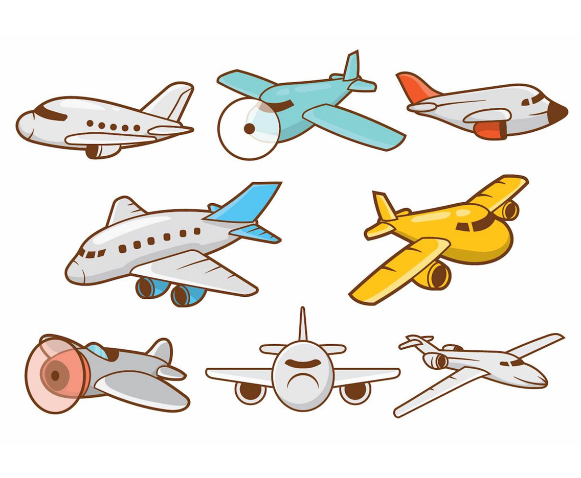 Cartoon Airplane Vector Set