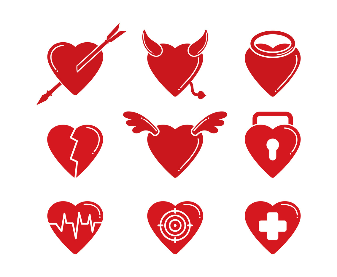 Set Of Heart Vector Icon
