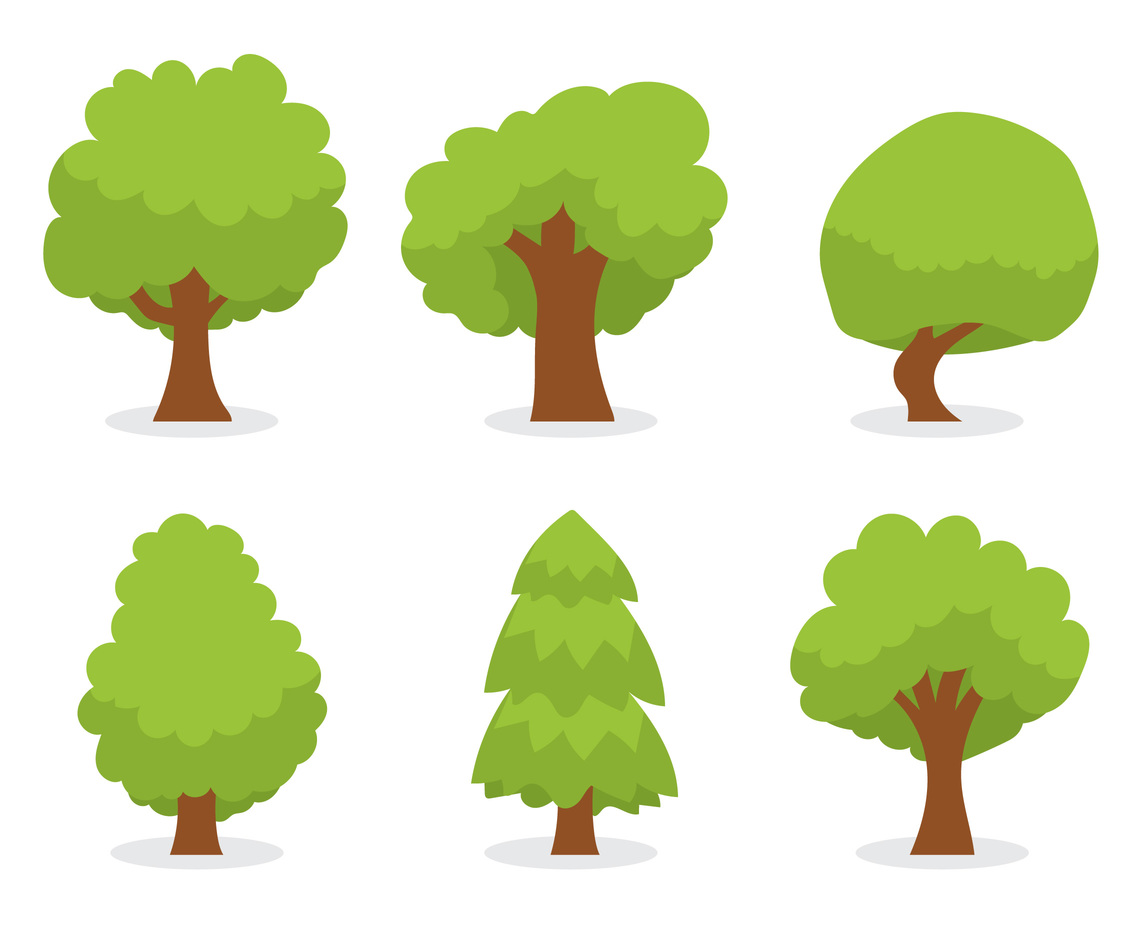 Green Cartoon Tree Vector Set