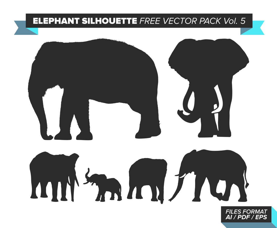 Elephant Silhouette Free Vector Pack Vol. 5
