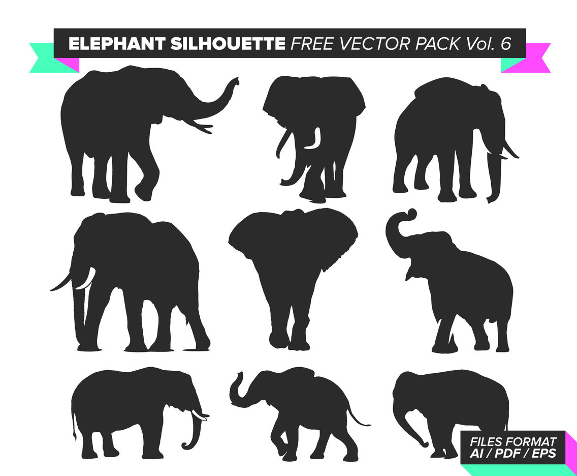 Elephant Silhouette Free Vector Pack Vol. 6