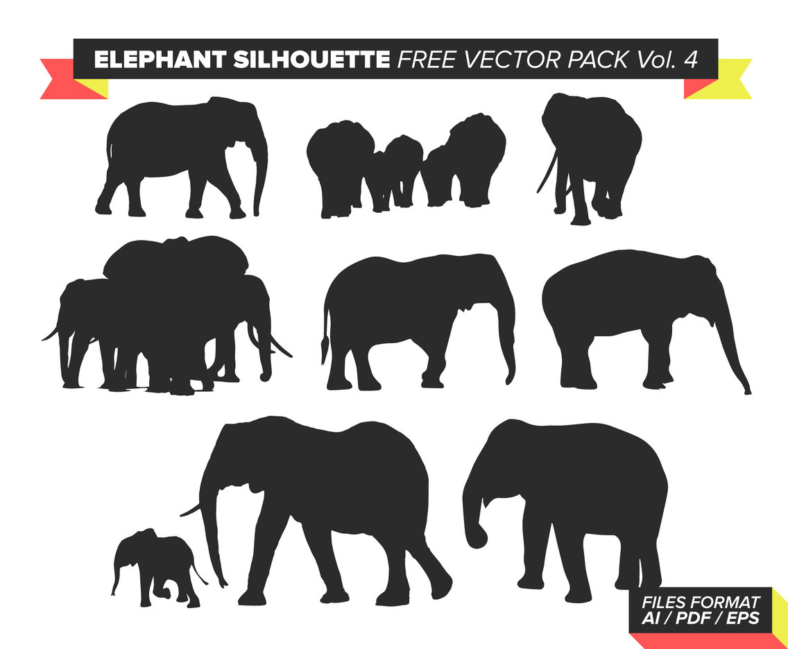 Elephant Silhouette Free Vector Pack Vol. 4