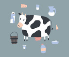Cow and Dairy Product Vectorss