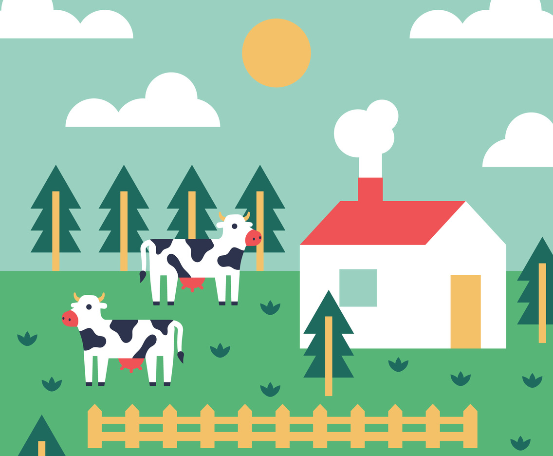 Colorful Farm Vector Background 