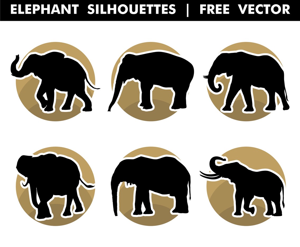 Elephant Silhouettes Free Vector