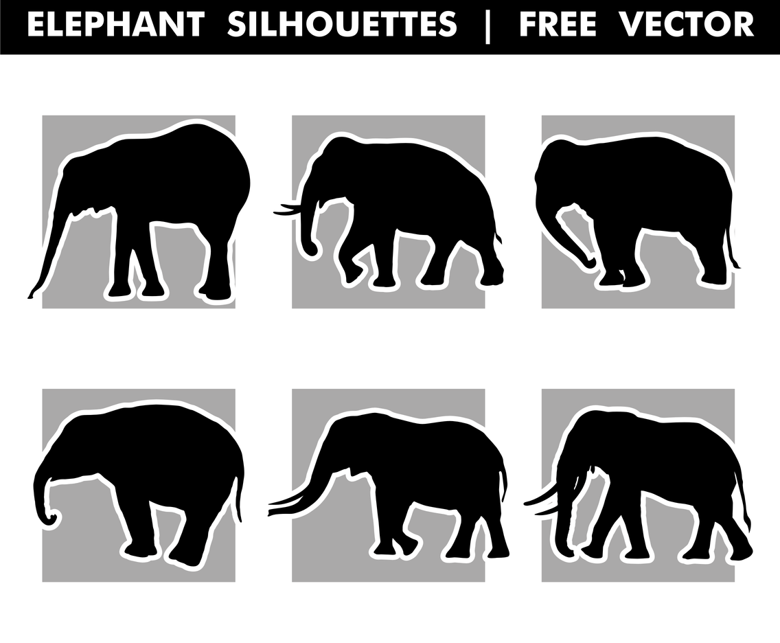 Elephant Silhouettes Free Vector