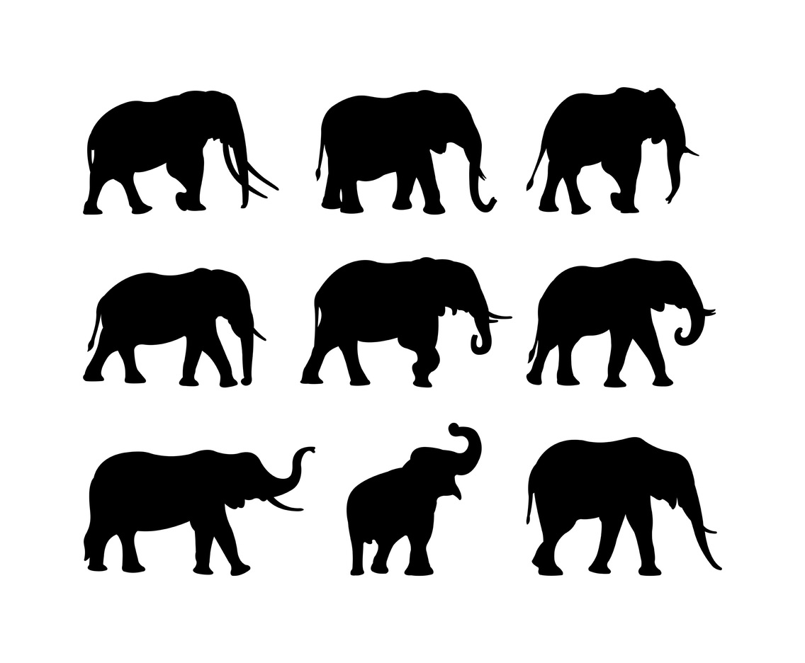 Set Of Elephant Silhouette