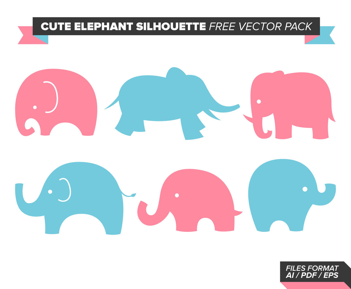 Cute Elephant Silhouette Free Vector Pack