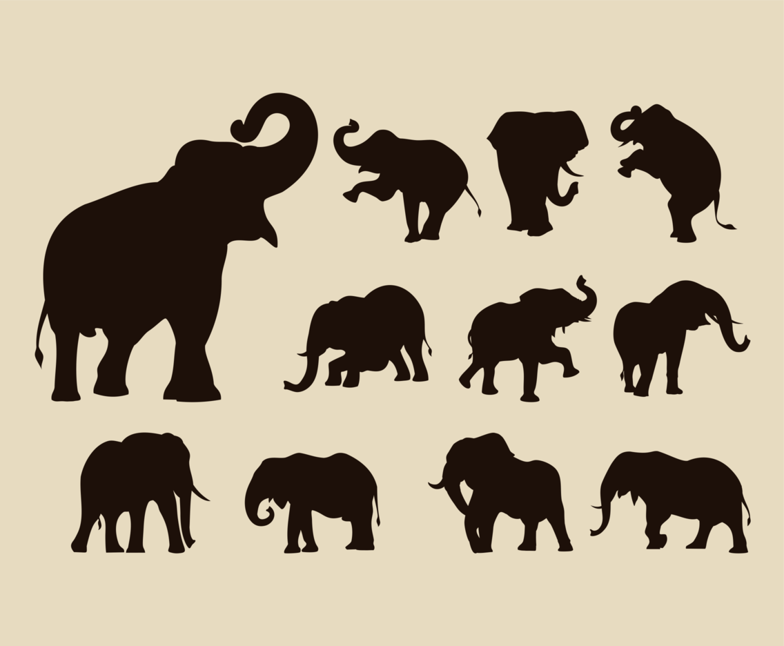 Elephant Silhouette Vector Vector Art & Graphics | freevector.com