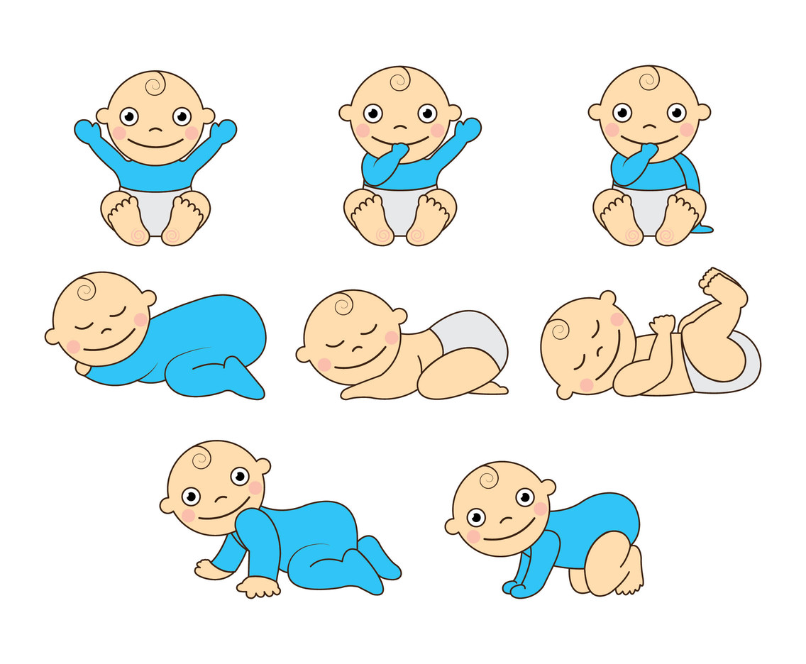 Set Of Baby Cartoon Vector Vector Art & Graphics 