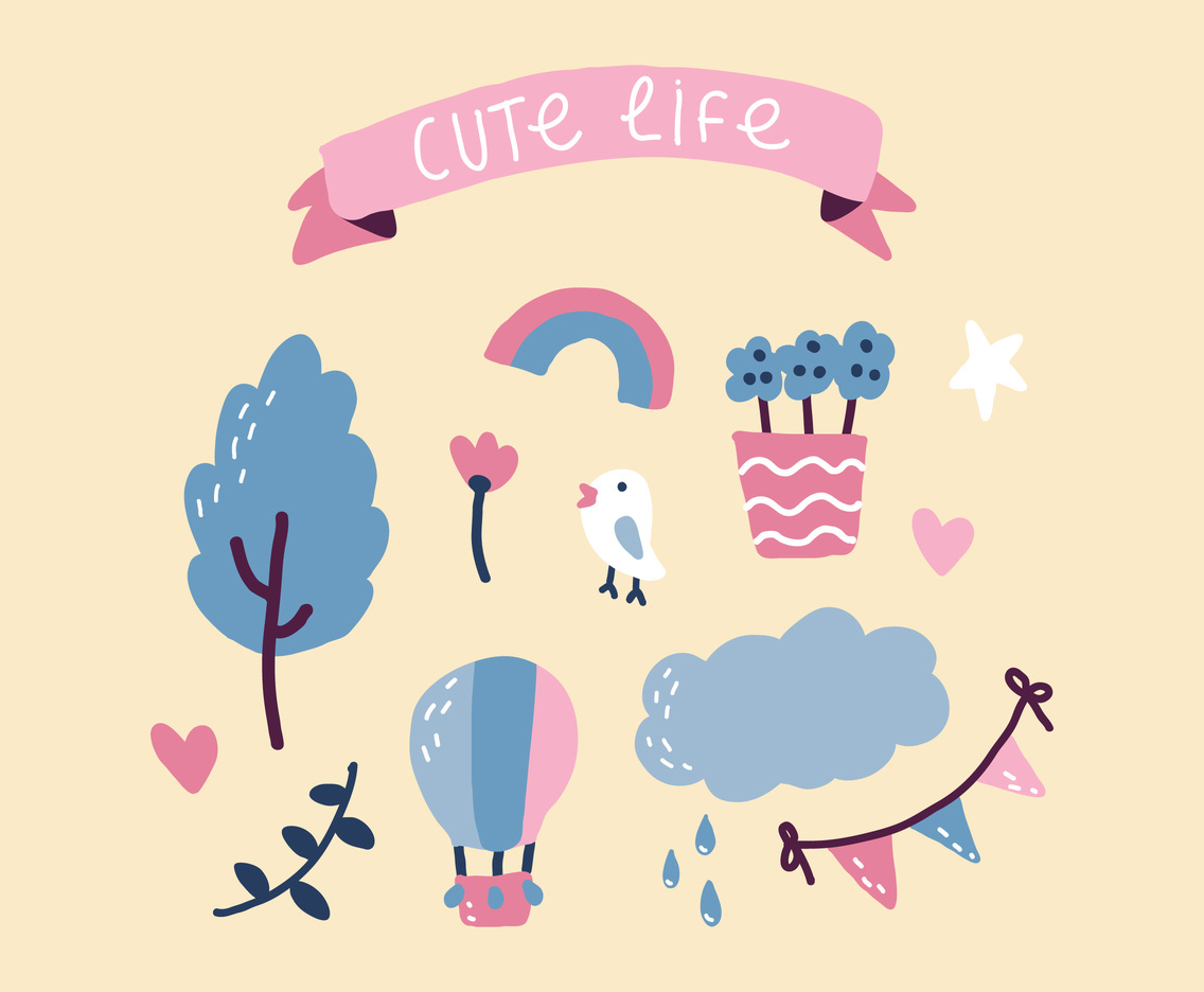 Blue and Pink Cute Set