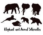 Elephant Silhouette with Animals