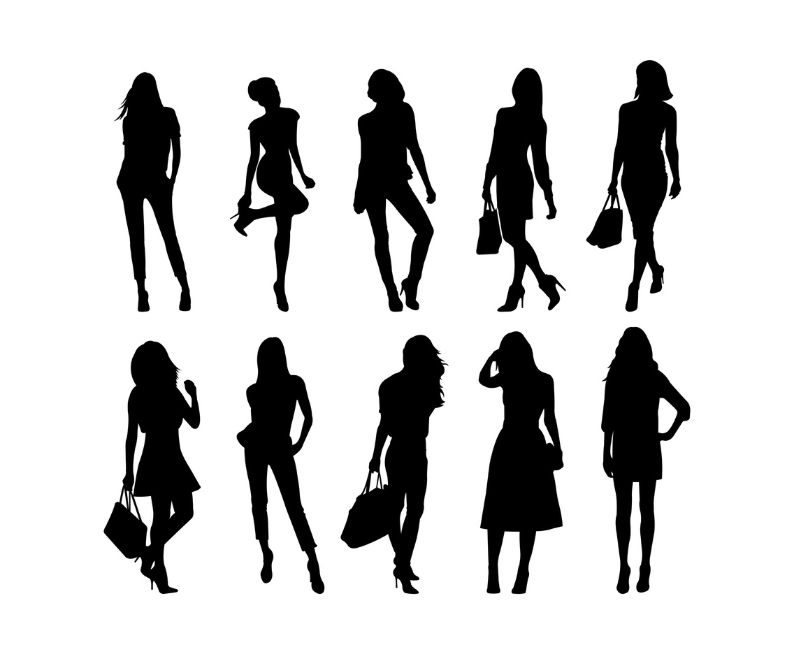 Set Of Woman Silhouettes Vector