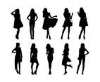 Set Of Woman Silhouettes Vector