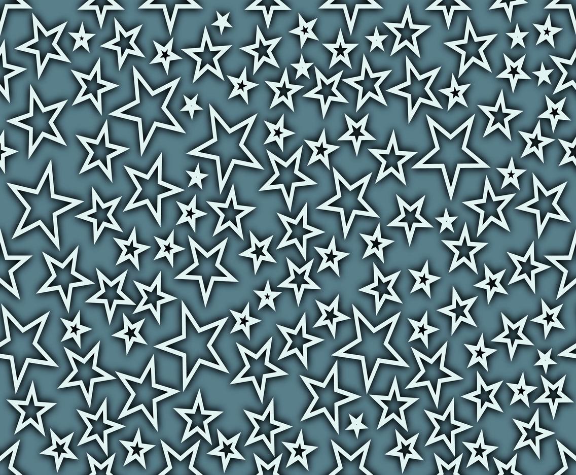 White Stars In Line Style - Vector Seamless Pattern