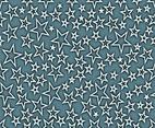 White Stars In Line Style - Vector Seamless Pattern