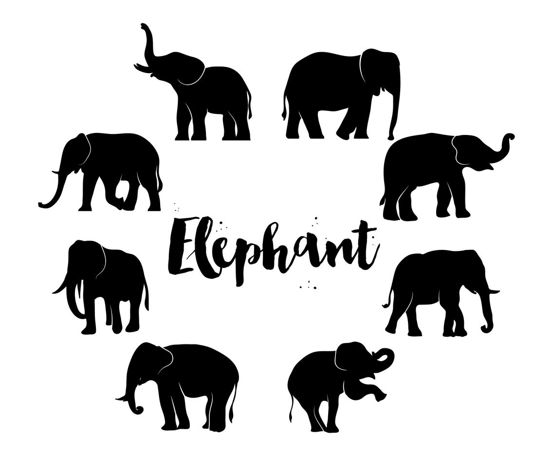 Free Elephant Silhouette Set Vector Art & Graphics | freevector.com
