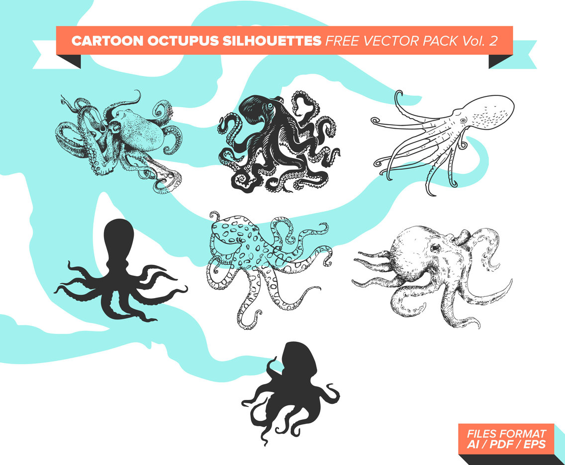 Cartoono Octopus Silhouettes Free Vector Pack Vol. 2