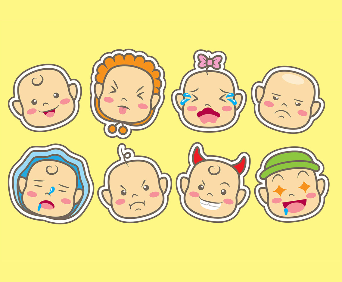 Baby cartoon head icons