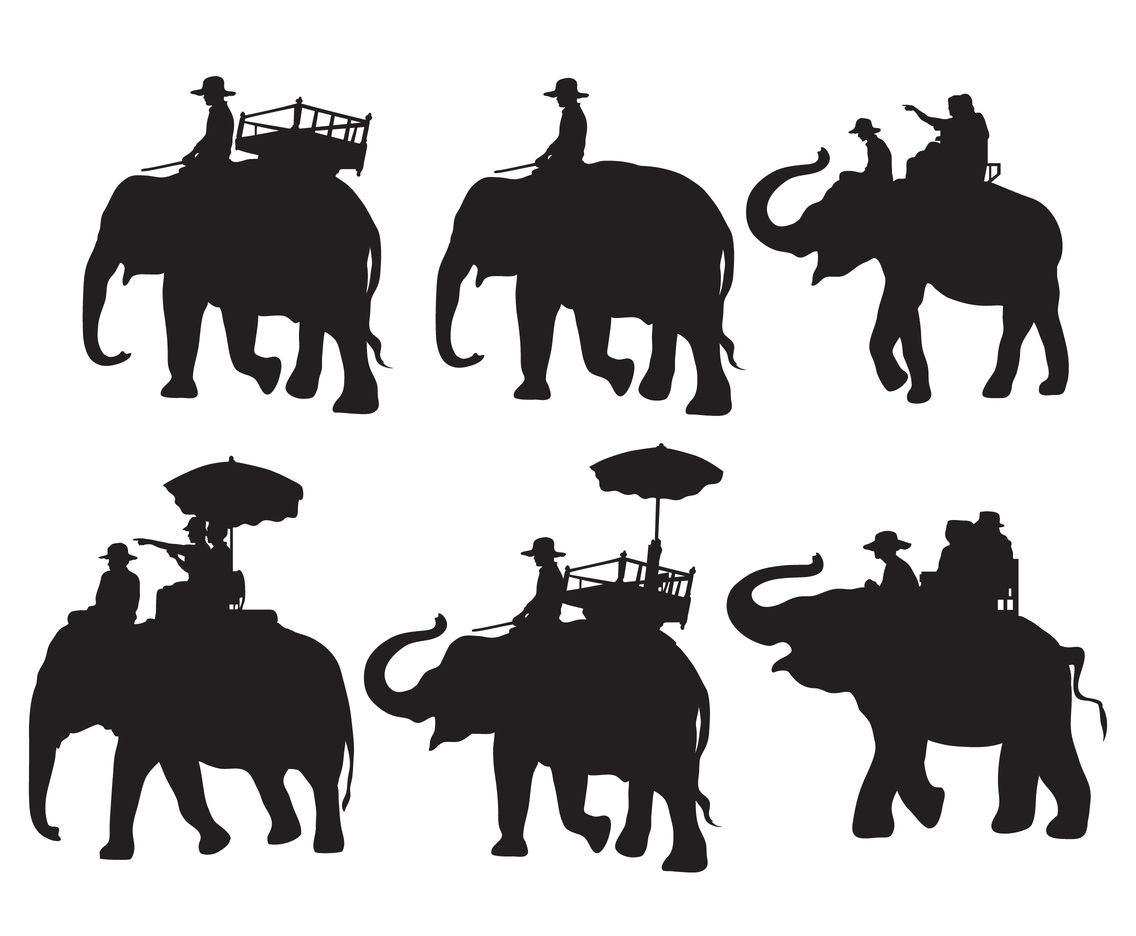 Elephant Tour Silhouette Vectors