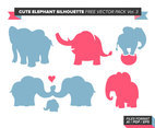 Cute Elephant Silhouette Free Vector Pack Vol. 3