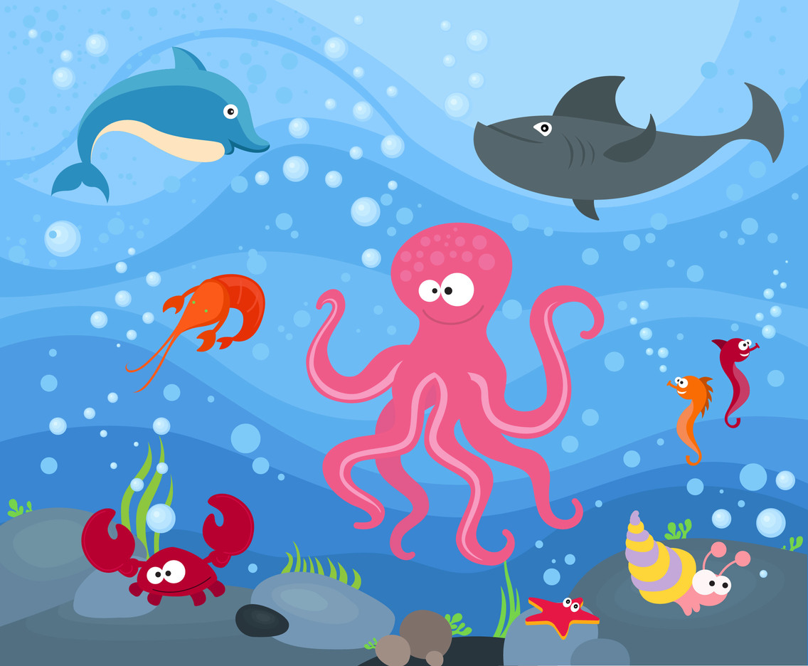 Free Marine Animal Under The Sea Cartoon Vector Vector Art & Graphics |  
