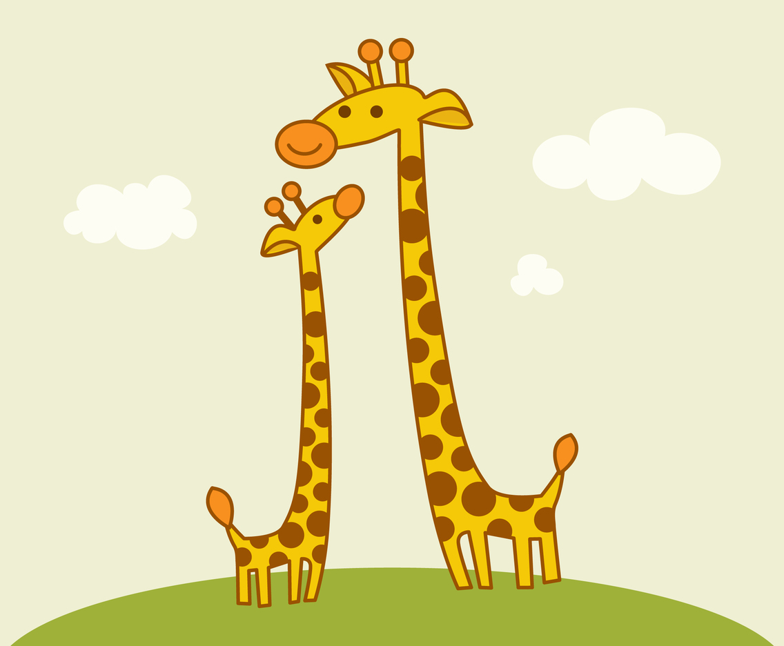 Free Cute Cartoon Giraffes Vector