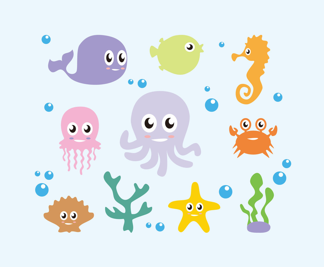 Cartoon Octopus And Friends Vector Vector Art & Graphics 