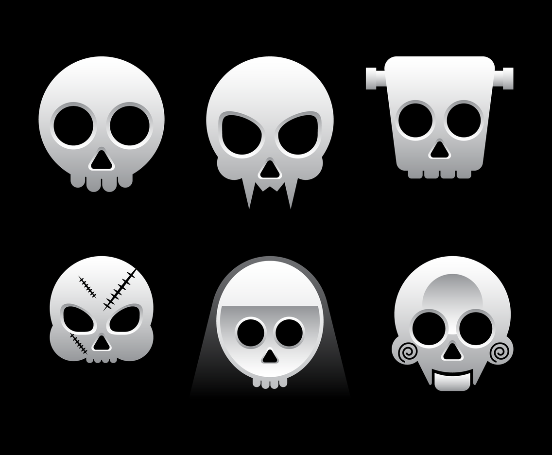 Six Cartoon Skull Vectors Vector Art & Graphics 