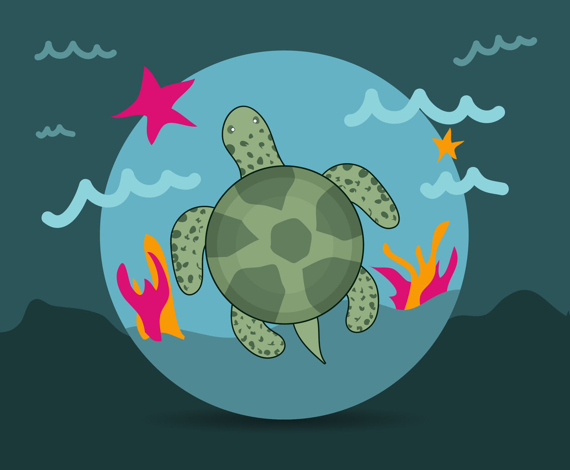 Cartoon Turtle Vector Illustration