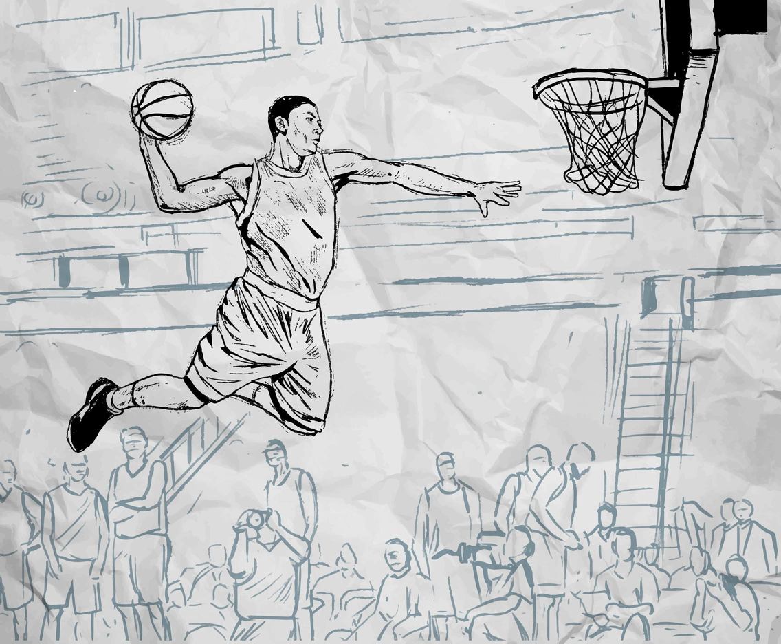 Sketch Basketball Background Vector