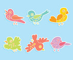 Colorful Cartoon Birds Vector