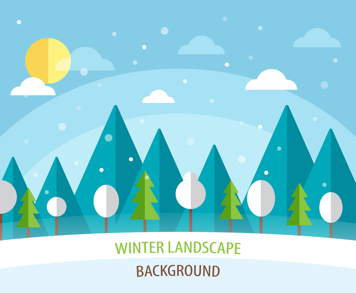 Flat Winter Landscape Background
