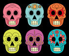 Hand Drawn Colorful Mexican Skull Collection Vector
