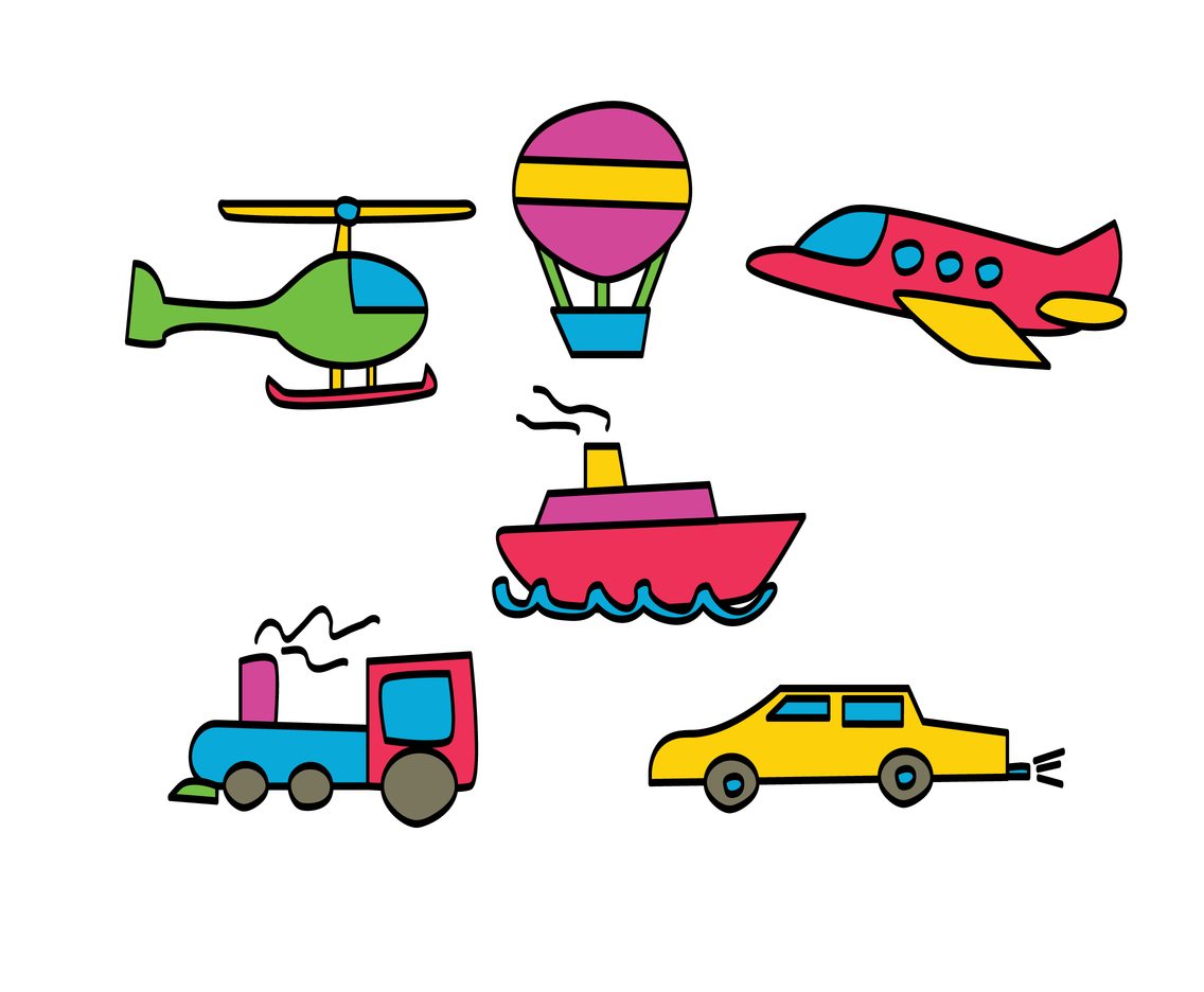 Sketchy Cartoon Vehicles Vector