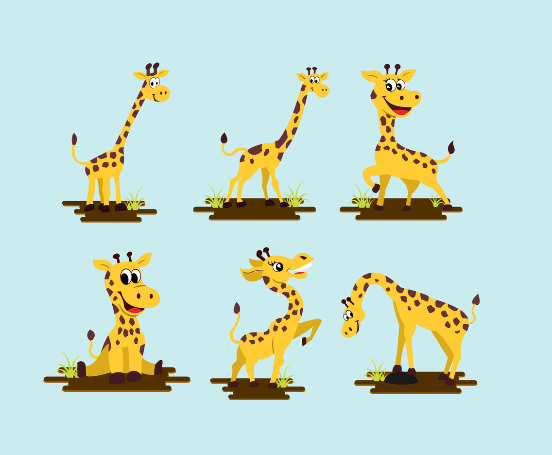 Giraffe cartoon fun pose vector pack