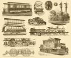 Sepia Vintage Train Illustrations