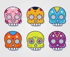 Colorful Mexican Skull Vector Set