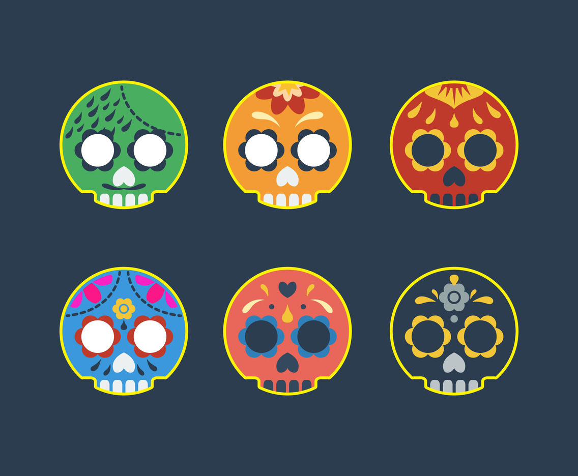 Mexican Sugar Skull Cute Icon Vector