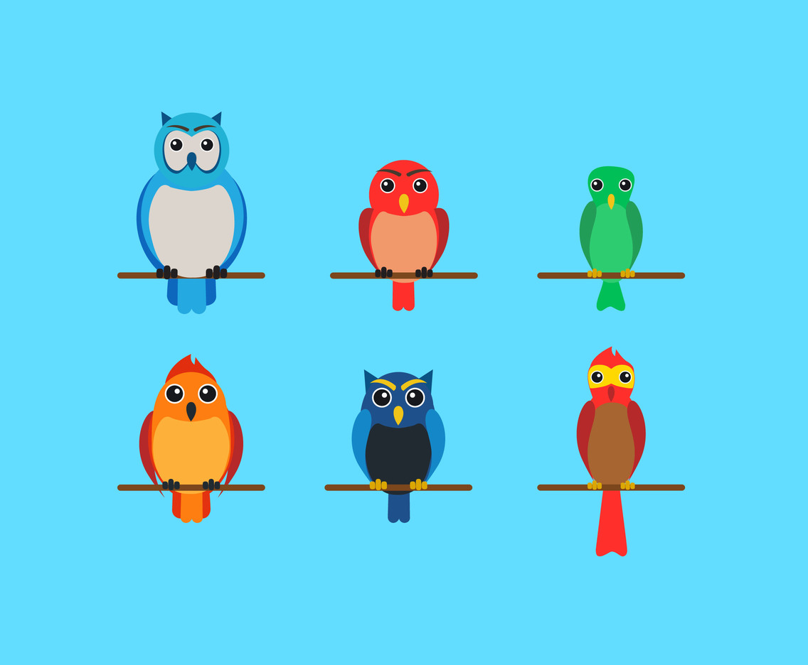 Cute Cartoon Birds Vector Art & Graphics 
