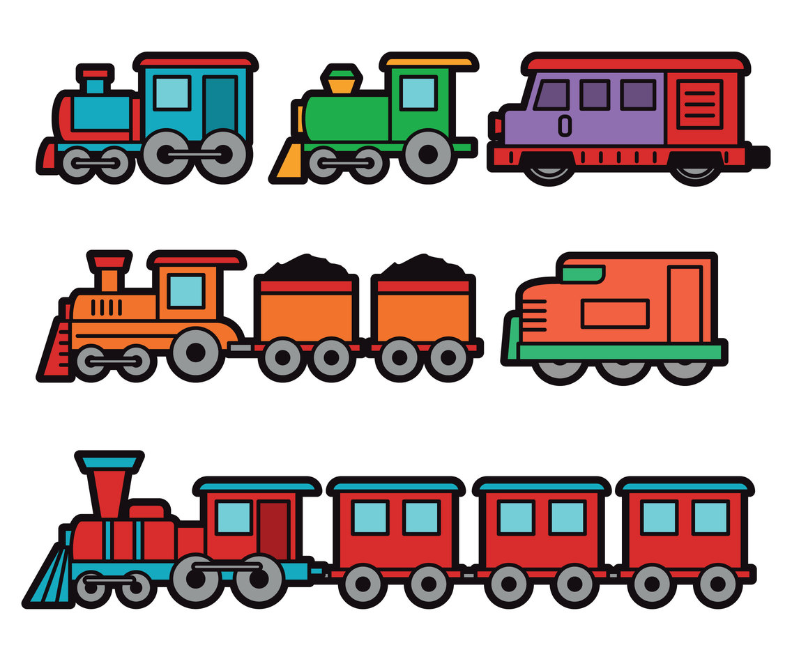 Colorful Train Cartoon Vectors Vector Art & Graphics 