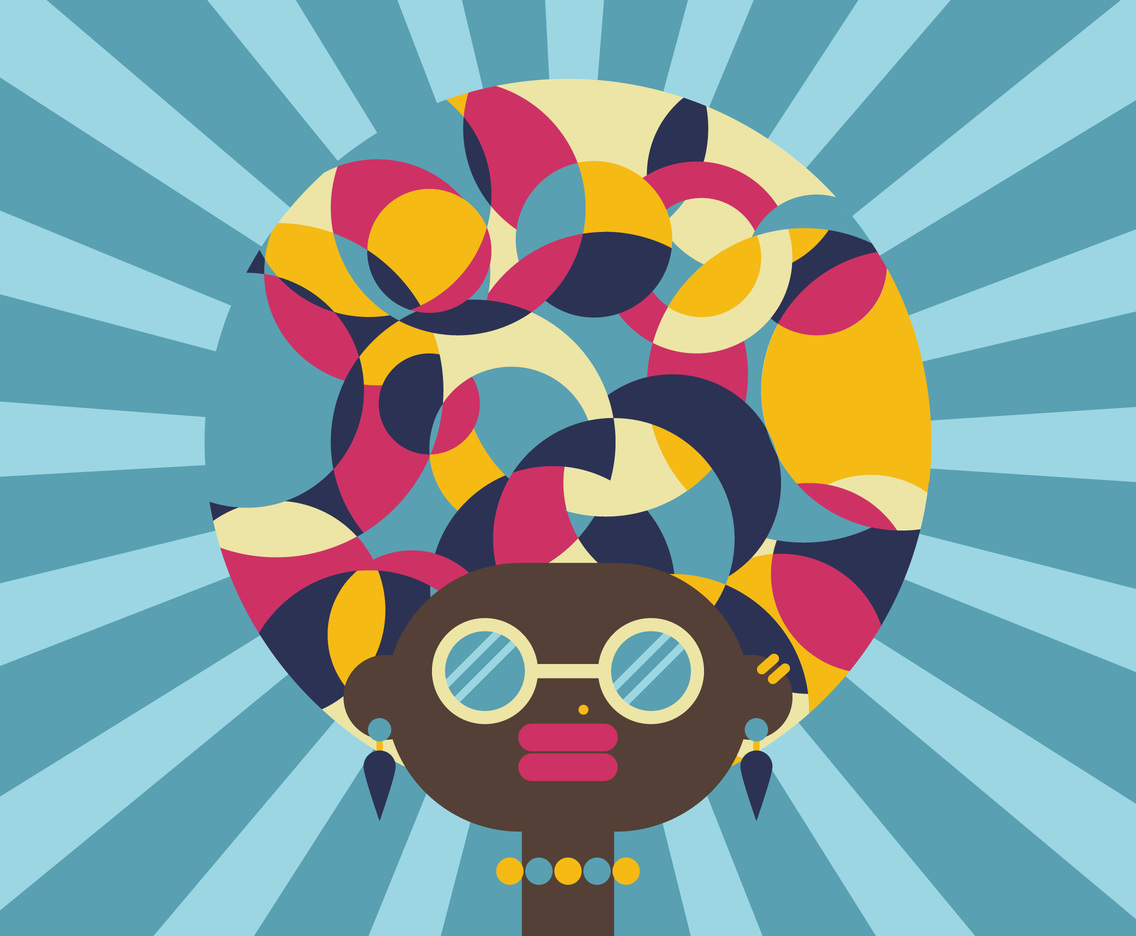 Afro Girl Hippie Background Vector