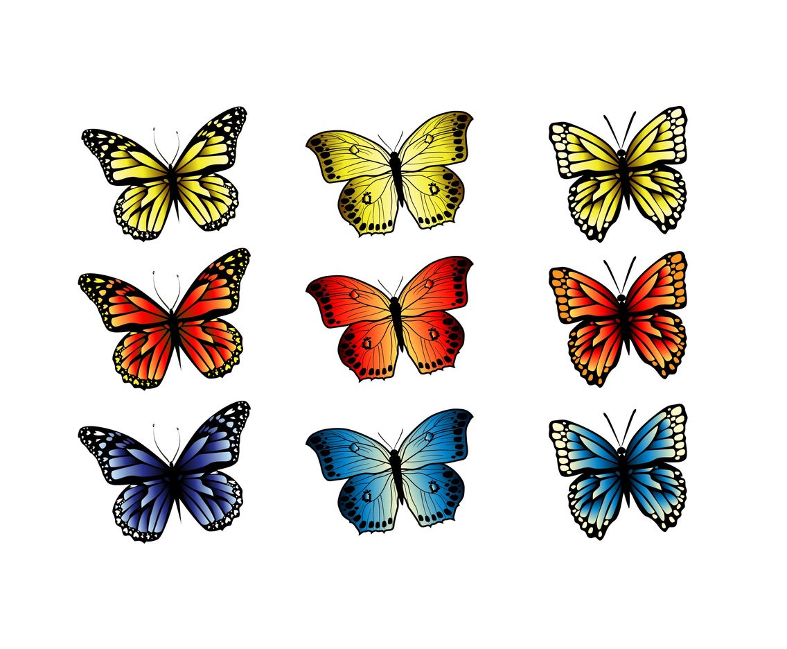 Butterfly clip art vector set