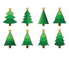 Set Of Cartoon Christmas Tree Vector