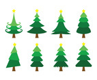 Set Of Cartoon Christmas Tree Vector
