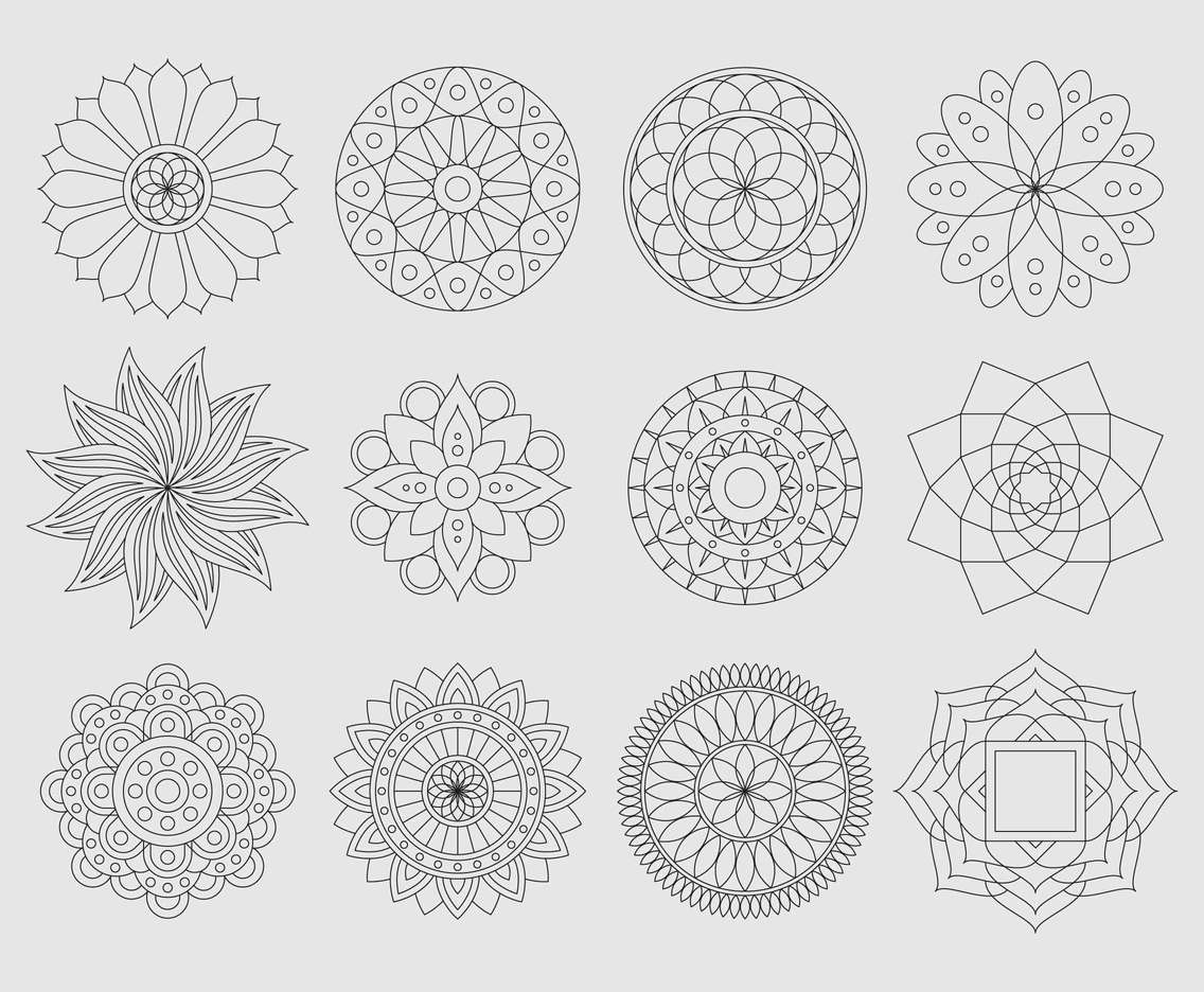 Mandala Line Designs Vector Art & Graphics